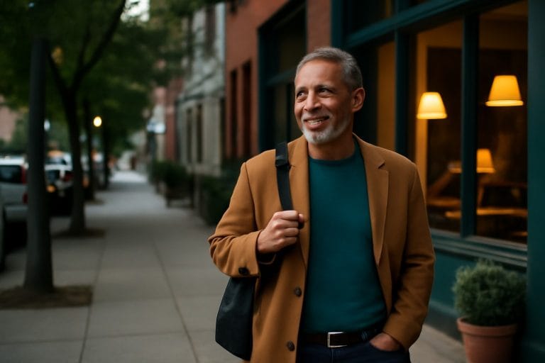 Adults over 50 in a walkable neighborhood street, illustrating How to Handle Dating Rejection After 50 Without Losing Confidence