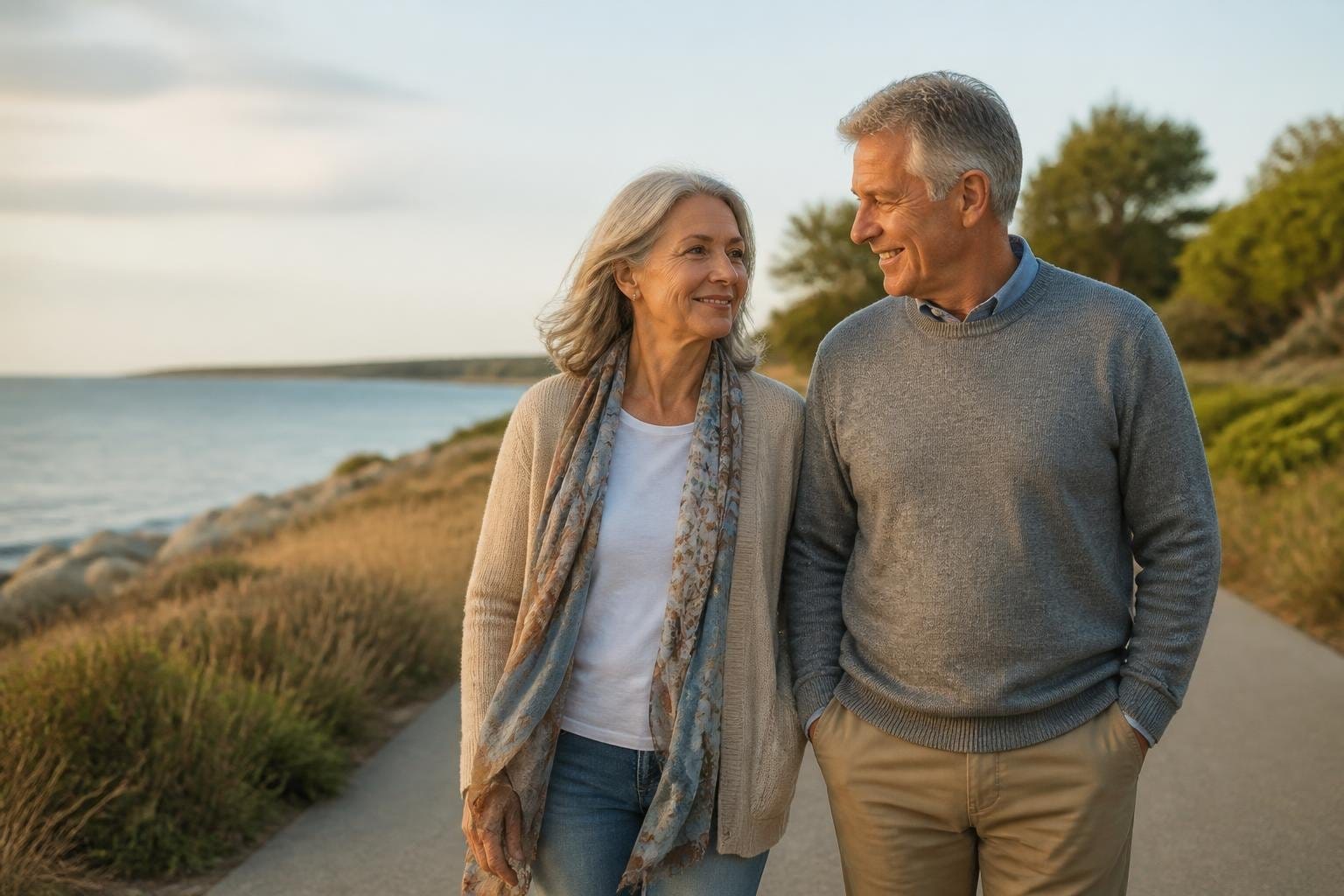 Mature adults illustrating guilt when dating after loss