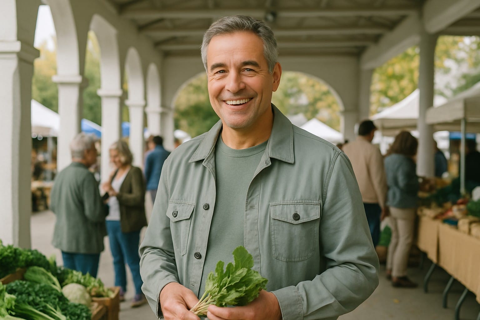Adults over 50 in an outdoor weekend market, illustrating How to Meet Singles Over 50 Without Dating Apps