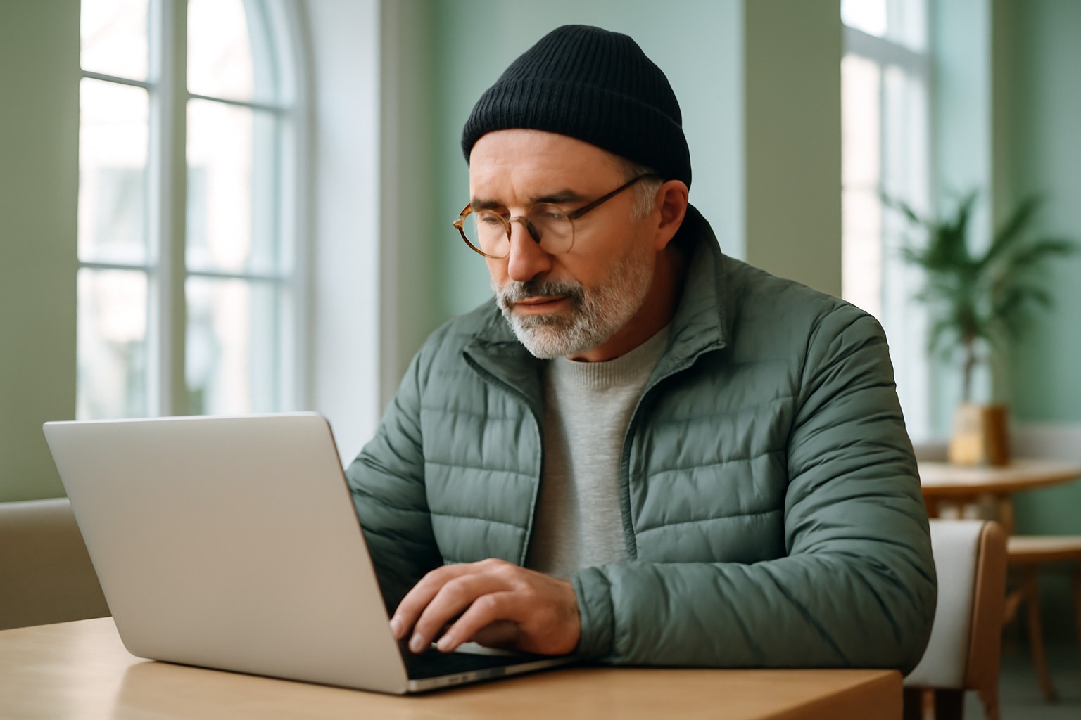 Adults over 50 in a quiet café table with a phone placed face down, illustrating Love Bombing After 50: When Intense Attention Becomes a Red Flag