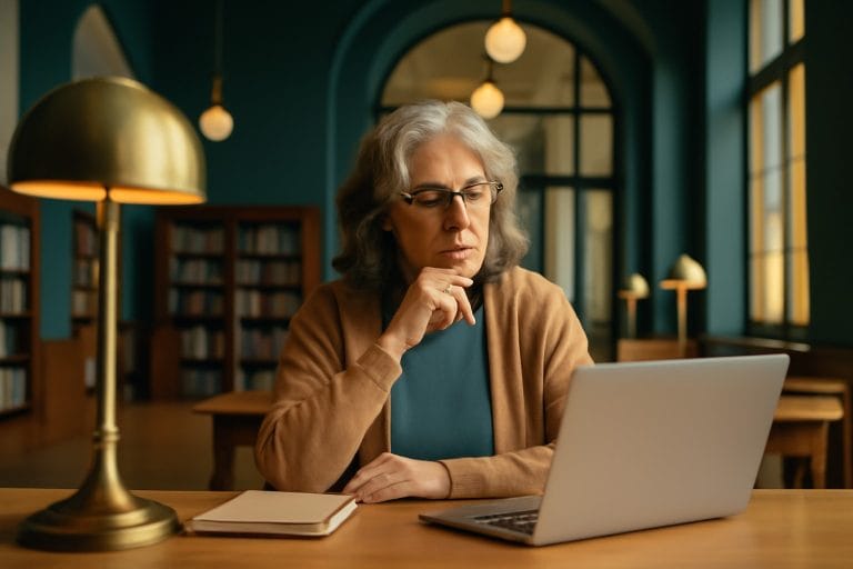 Adults over 50 in a modern library reading table, illustrating Professional Matchmaking After 50: Is the Cost Worth It?