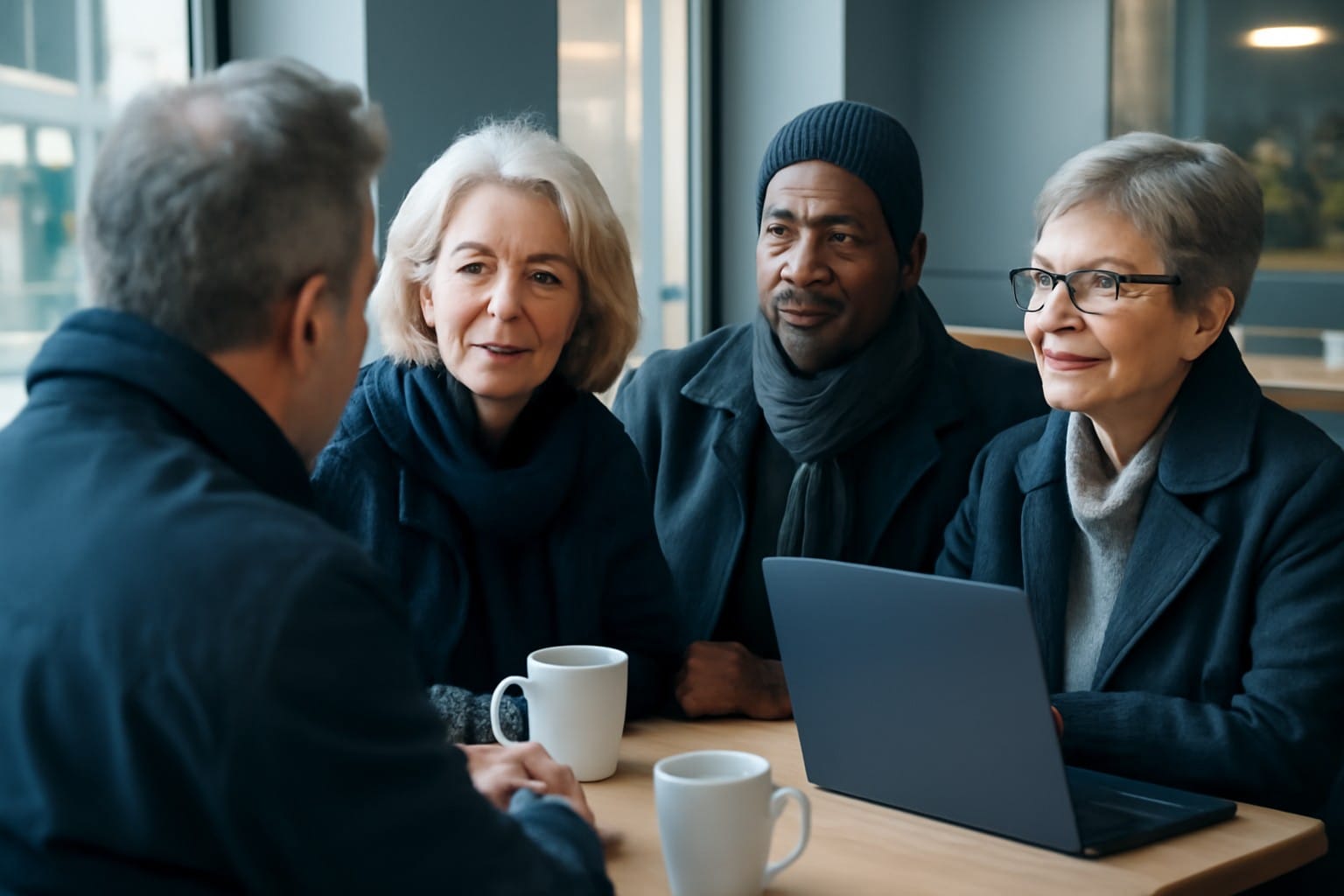 Adults over 50 in a welcoming neighborhood café, illustrating Should You Go on a Second Date After 50 If There Was No Instant Spark?