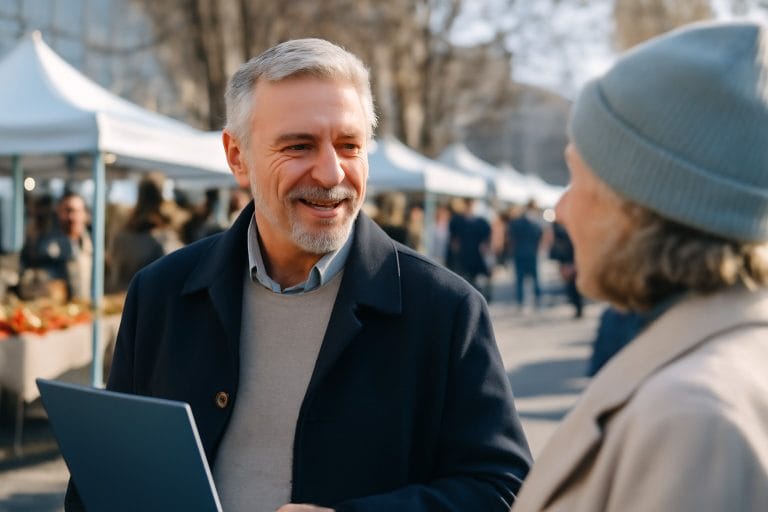 Adults over 50 in an outdoor weekend market, illustrating When Should You Become Exclusive After 50? Signs the Time Is Right